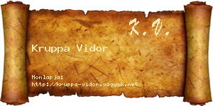 Kruppa Vidor névjegykártya